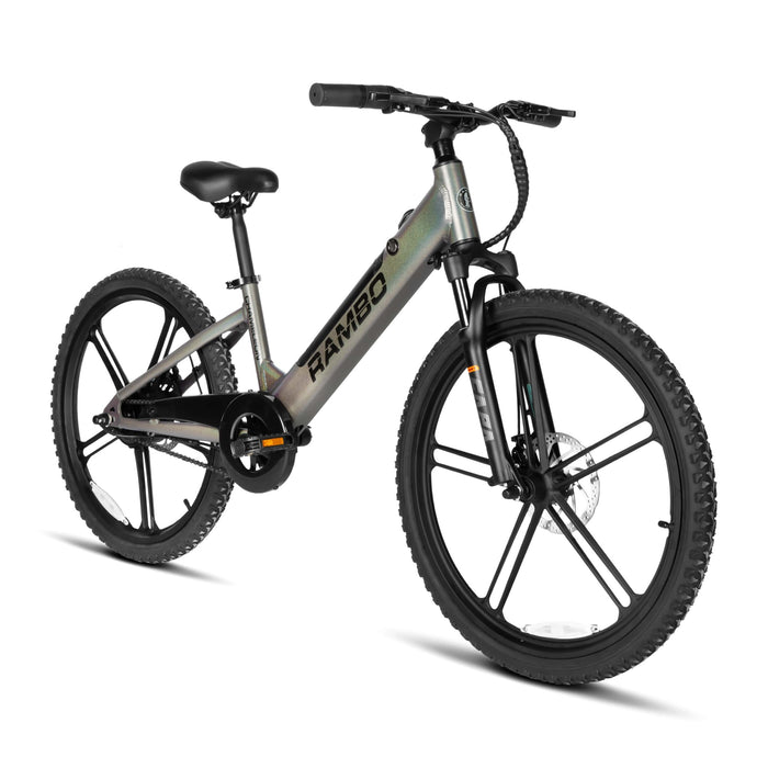 Rambo Chameleon 24" Kids' Electric Bike with 250W Hub-Drive Motor, Max Speed 16 MPH