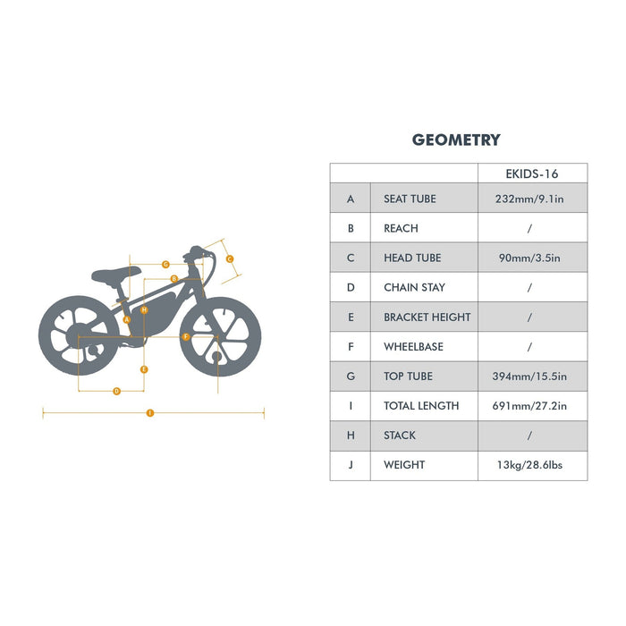 Eunorau EKIDS-16 Electric Bike, Max Speed 12.5 MPH