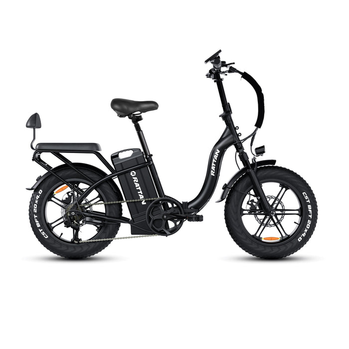 Rattan LF Ultra Folding Fat Tire Electric Bike — 1000W Motor, Full Suspension, 40.5Ah Battery, 2-Seater Step-Through