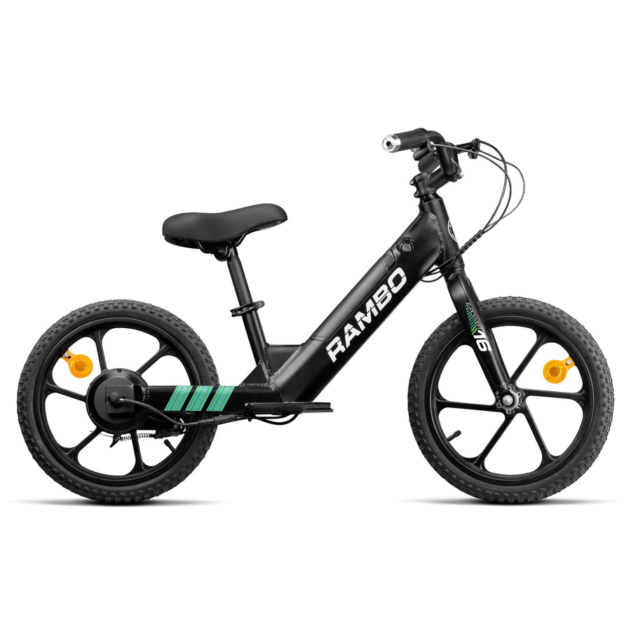 Rambo 16" Lil' Whip 3.0 Kids' Electric Bike in Matte Black, 250W Motor, Max Speed 14 MPH