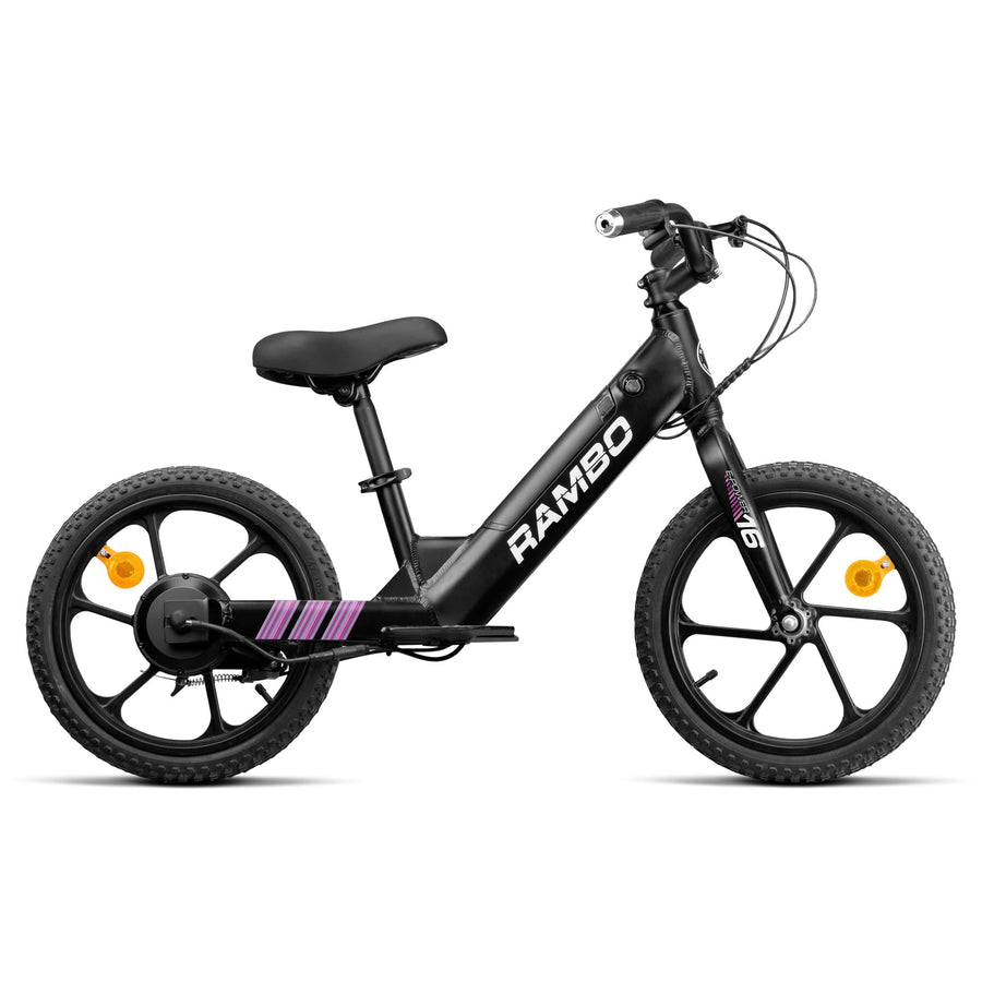 Rambo 16" Lil' Whip 3.0 Kids' Electric Bike in Matte Black, 250W Motor, Max Speed 14 MPH