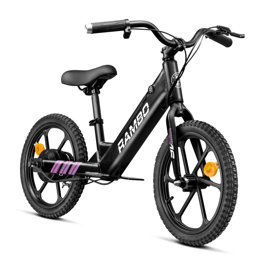 Rambo 16" Lil' Whip 3.0 Kids' Electric Bike in Matte Black, 250W Motor, Max Speed 14 MPH