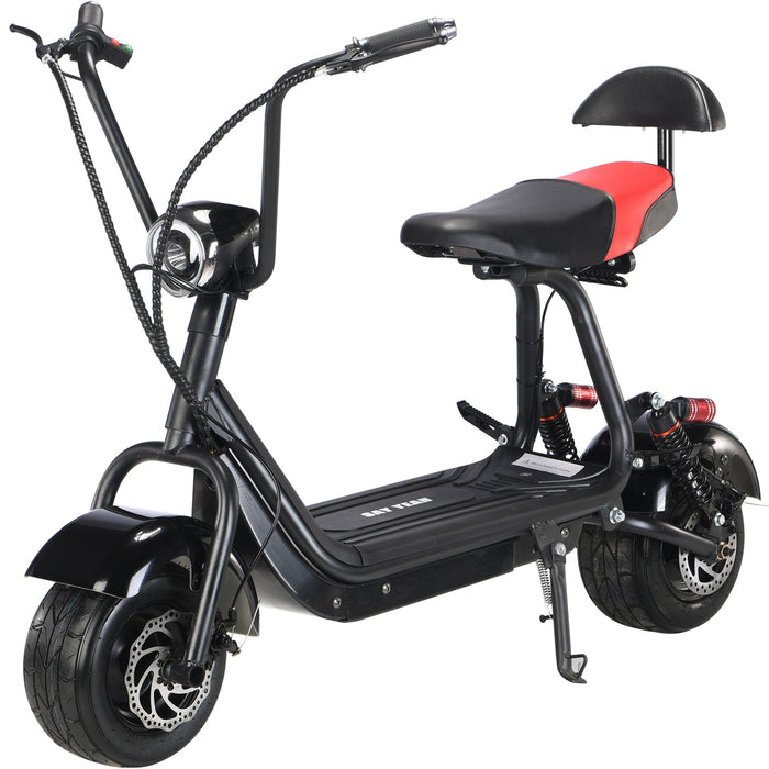 MotoTec Mini Fat Tire 48v 500w Electric Scooter Black, Max Speed 20 MPH