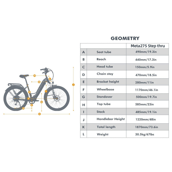 Eunorau META275 500W Electric Bike, Max Speed 20 MPH
