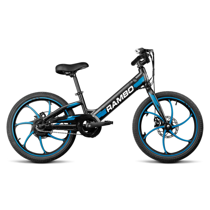 Rambo 20" Trailbreaker 3.0 Kids' Electric Bike in Black, 250W Motor, Max Speed 17 MPH