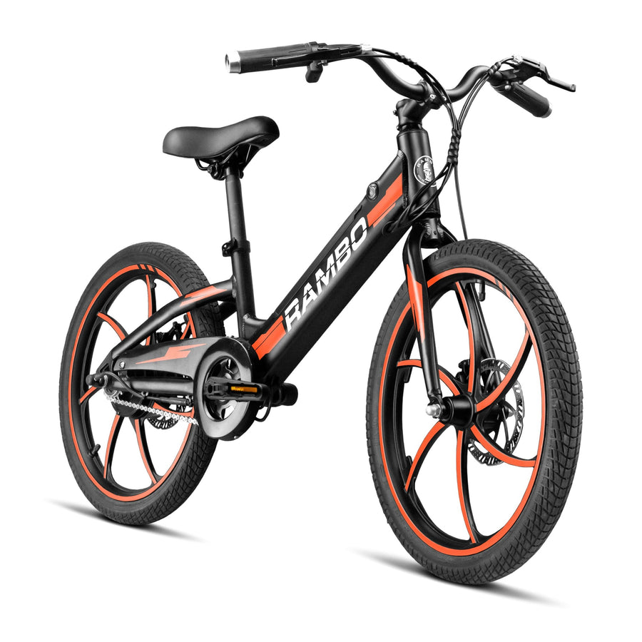 Rambo 20" Trailbreaker 3.0 Kids' Electric Bike in Black, 250W Motor, Max Speed 17 MPH