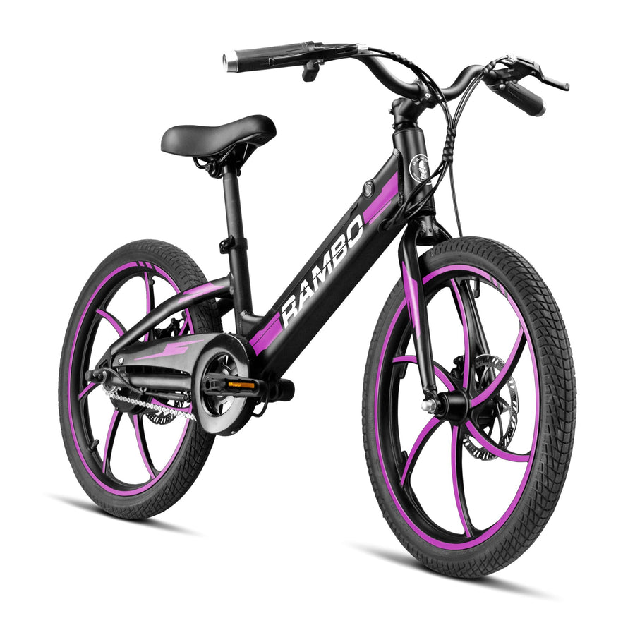 Rambo 20" Trailbreaker 3.0 Kids' Electric Bike in Black, 250W Motor, Max Speed 17 MPH