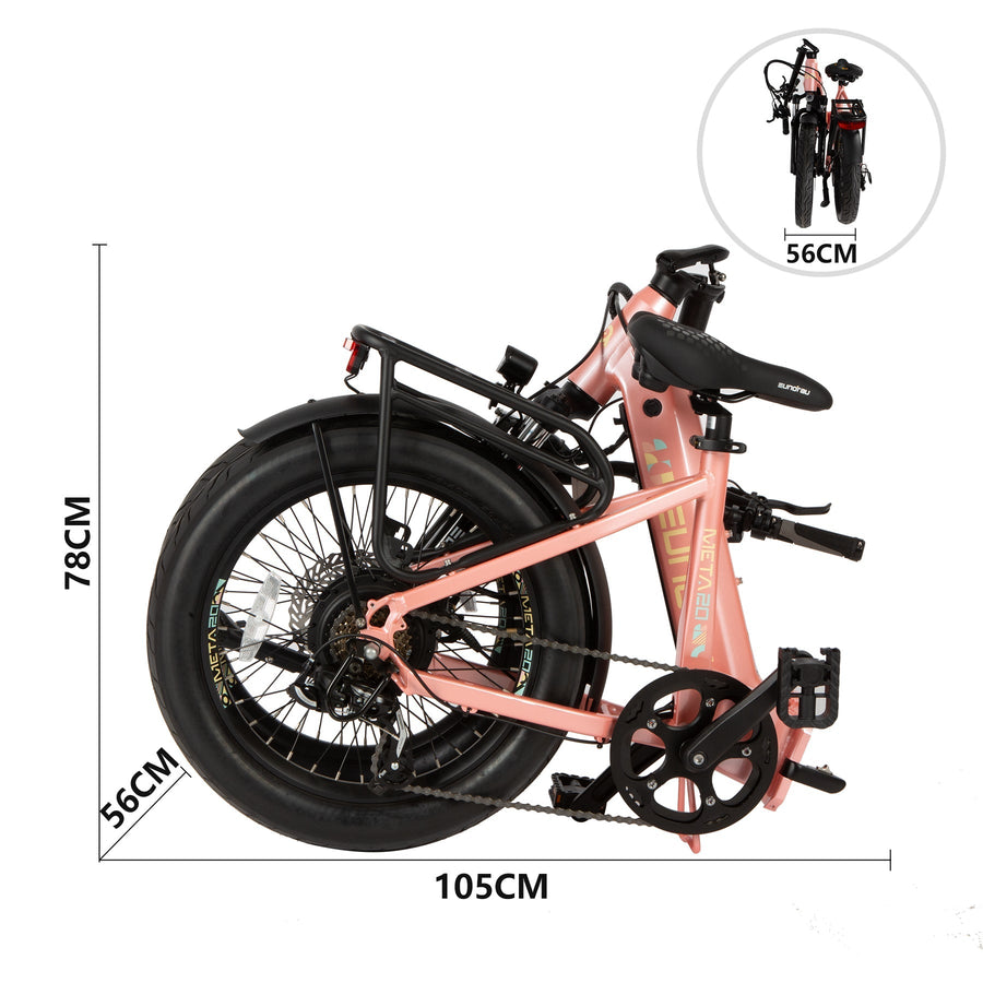 Eunorau META20 1.0 500W Foldable Electric Bike, Max Speed 20 MPH