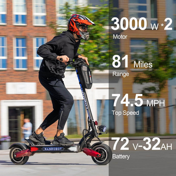 Nanrobot LS7+ 72V Electric Scooter — Dual 3000W Motors, 72V 35Ah Samsung Battery, Four-Piston Hydraulic Brakes