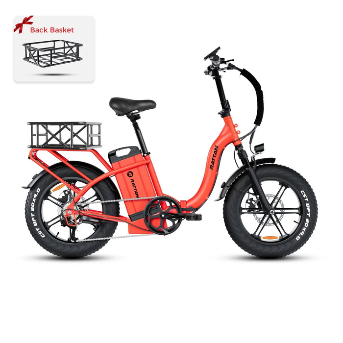 Rattan LF Ultra Folding Fat Tire Electric Bike — 1000W Motor, Full Suspension, 40.5Ah Battery, 2-Seater Step-Through