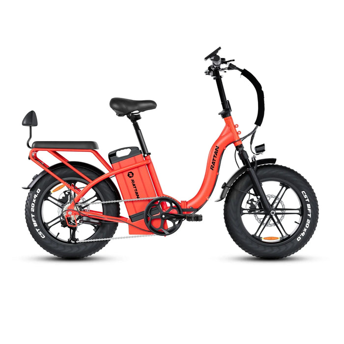 Rattan LF Ultra Folding Fat Tire Electric Bike — 1000W Motor, Full Suspension, 40.5Ah Battery, 2-Seater Step-Through
