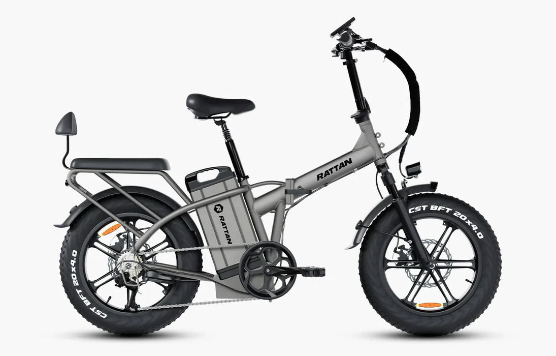 Rattan Electric Bikes Ebike only Rattan LM ULTRA 1000W 48V 40.5Ah Brushless Gear Hub Motor Full Suspension Fat Tire 4.0 Foldable 2-Seater Electric Bike with Hydraulic Brakes and Max Range of 120 Miles!