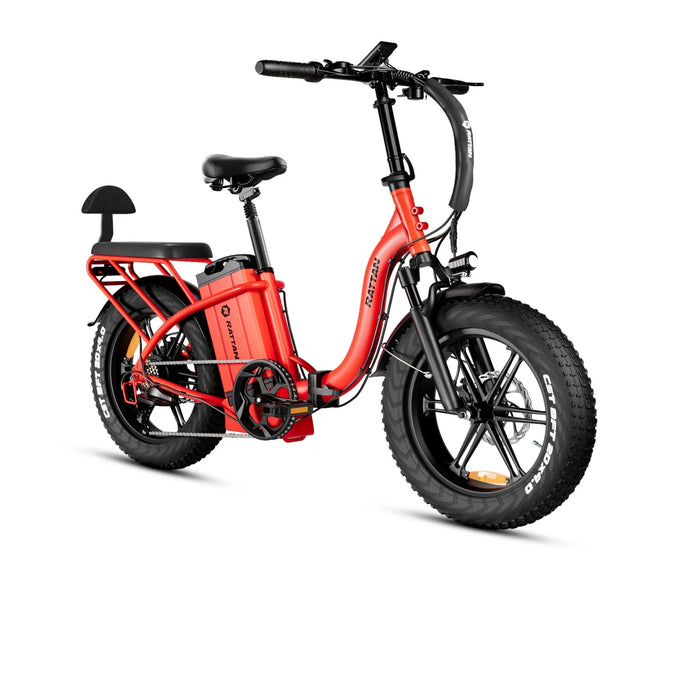 Rattan LF Ultra Folding Fat Tire Electric Bike — 1000W Motor, Full Suspension, 40.5Ah Battery, 2-Seater Step-Through