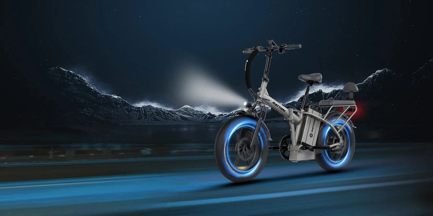 Rattan LM Ultra Folding Fat Tire Electric Bike — 1000W Motor, Full Suspension, 40.5Ah Battery, 2-Seater High-Step